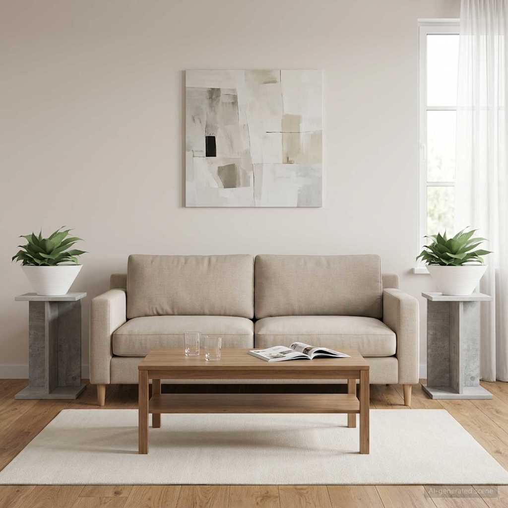 Növényállvány 2 db Beton Szürke 25 x 25,5 x 40,5 cm Mérnöki fa
