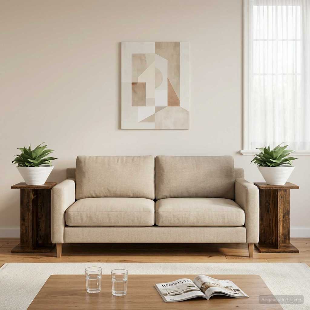 Növényállvány 2 db Füstölt Tölgy 25 x 25,5 x 40,5 cm Mérnöki fa