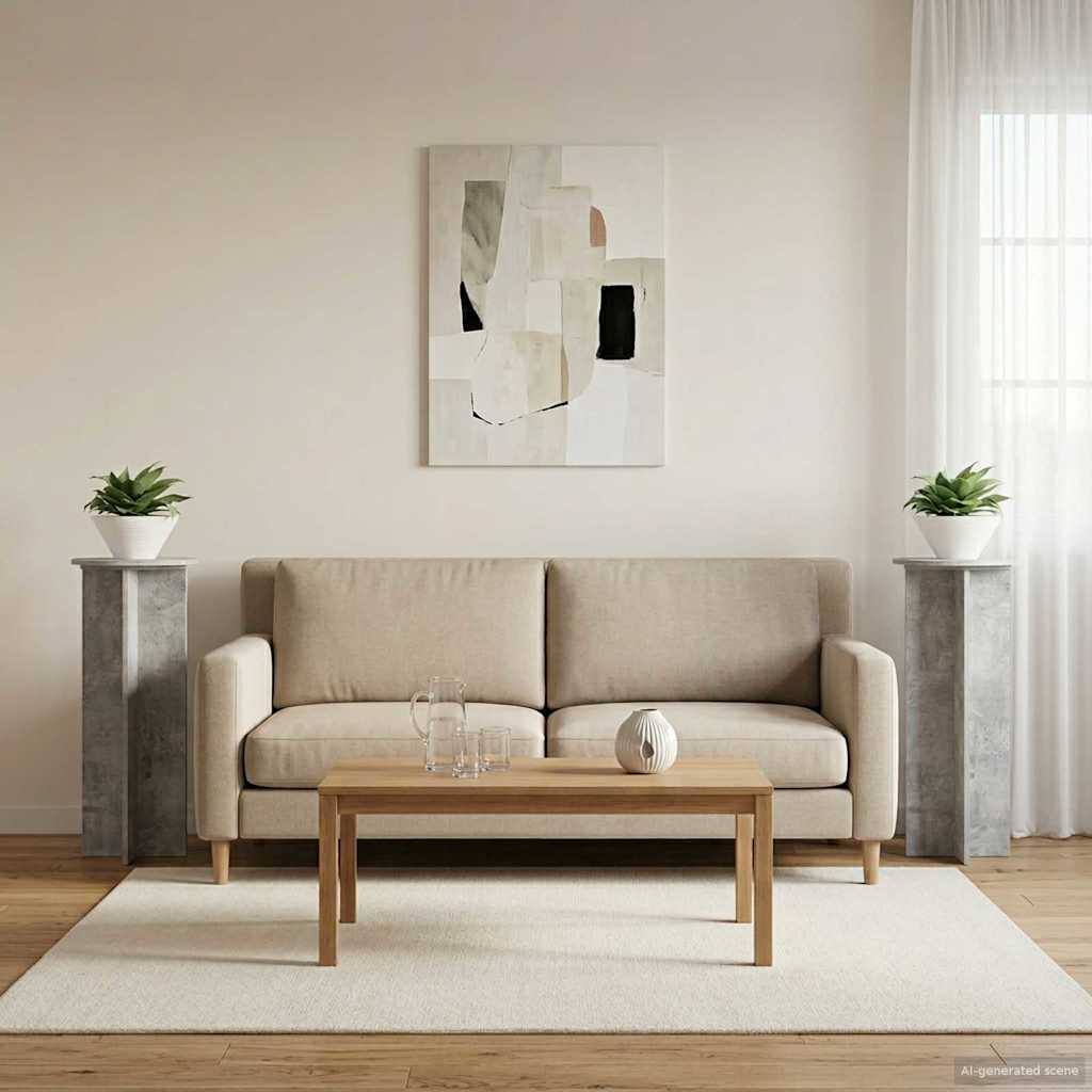 Növényállvány 2 pcs Betonszürke Ø40 x 100 cm Szerelt Fa