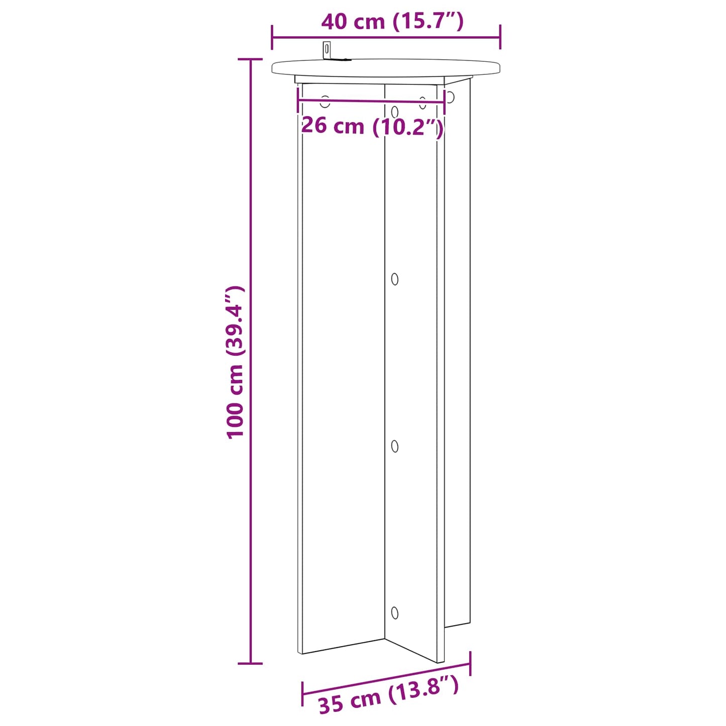 Növényállvány 2 pcs Füstös Tölgy Ø40 x 100 cm Szerelt Fa