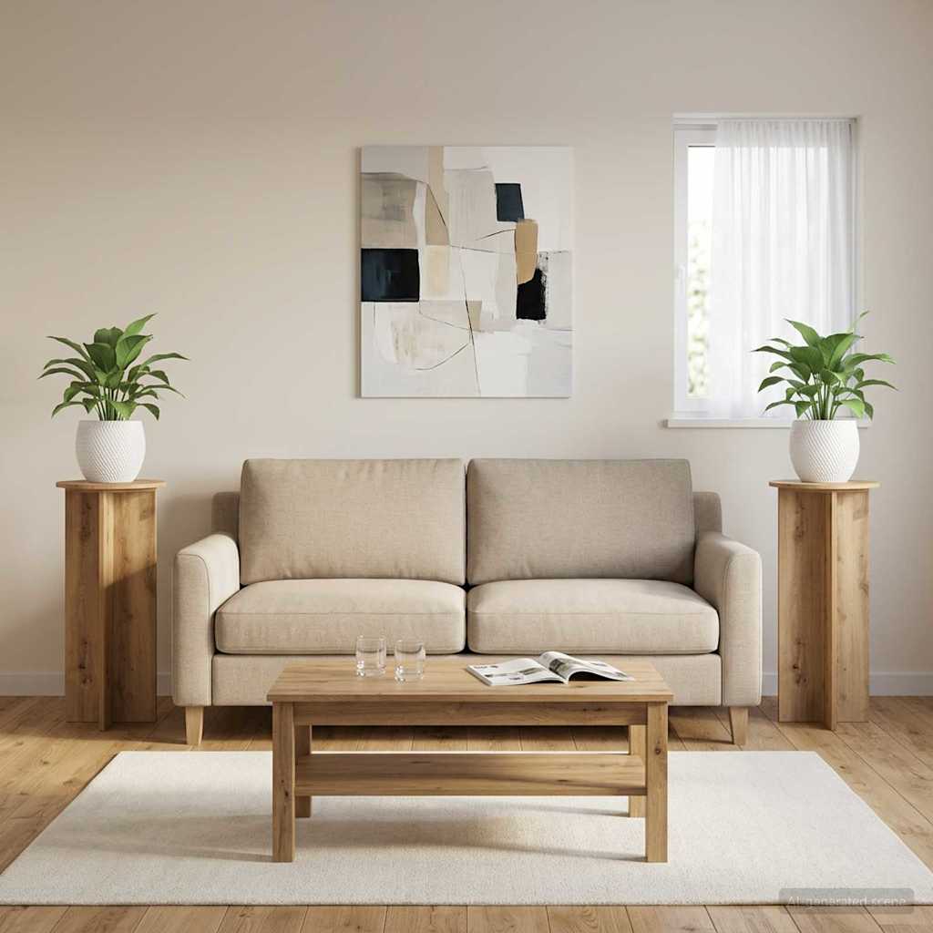 Növényállvány 2 db Kézműves Tölgy Ø40 x 100 cm Szerelt Fa