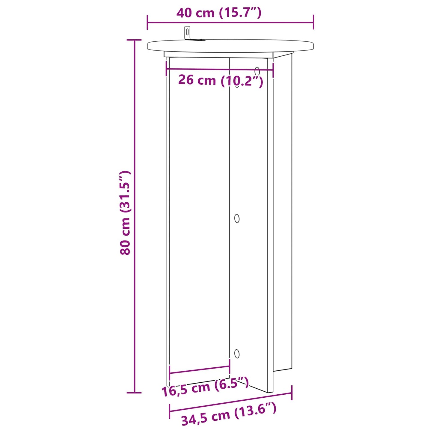 Növényállvány 2 pcs Fehér Ø40 x 80 cm Szerelt Fa