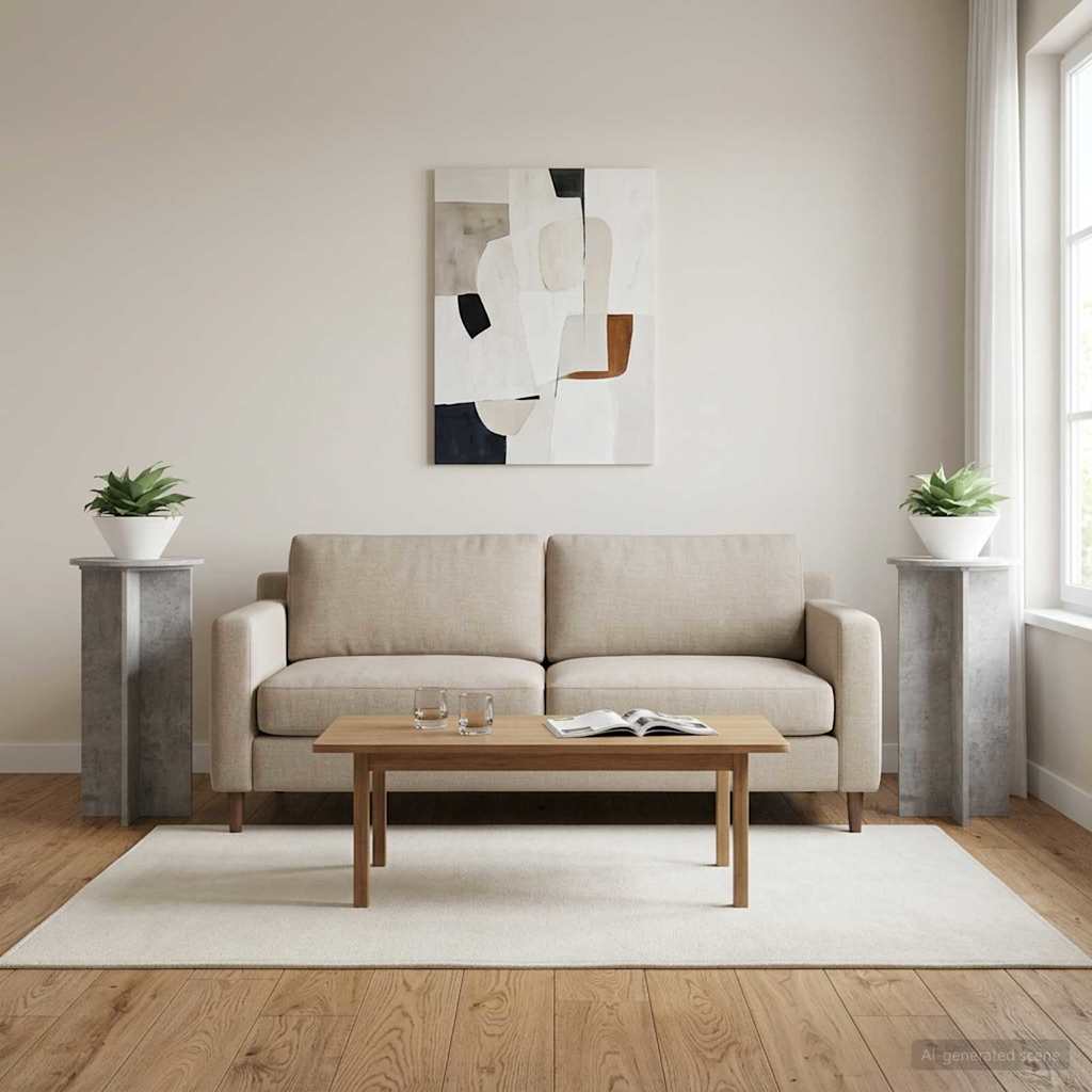 Növényállvány 2 pcs Betonszürke 40 x 40 x 80 cm Szerelt Fa