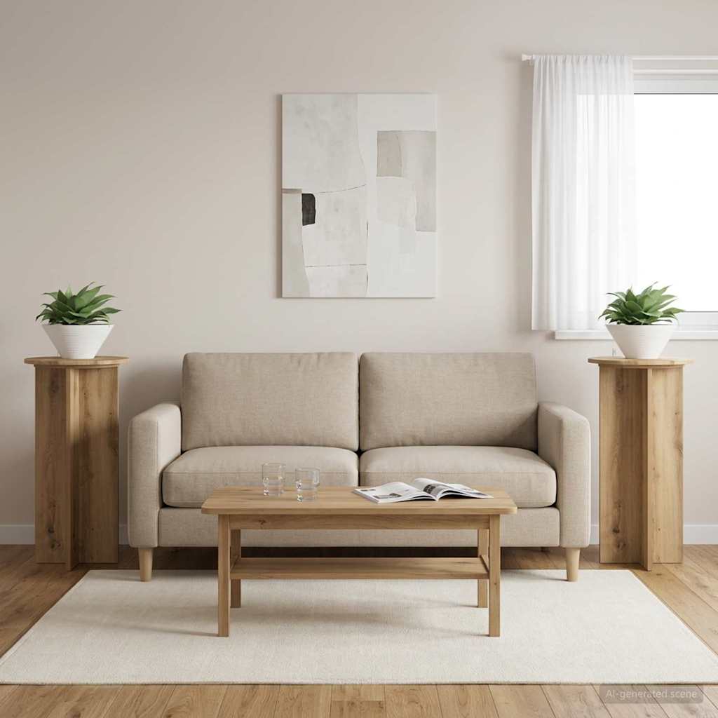 Növényállvány 2 db Kézműves Tölgy 40 x 40 x 80 cm Szerelt Fa
