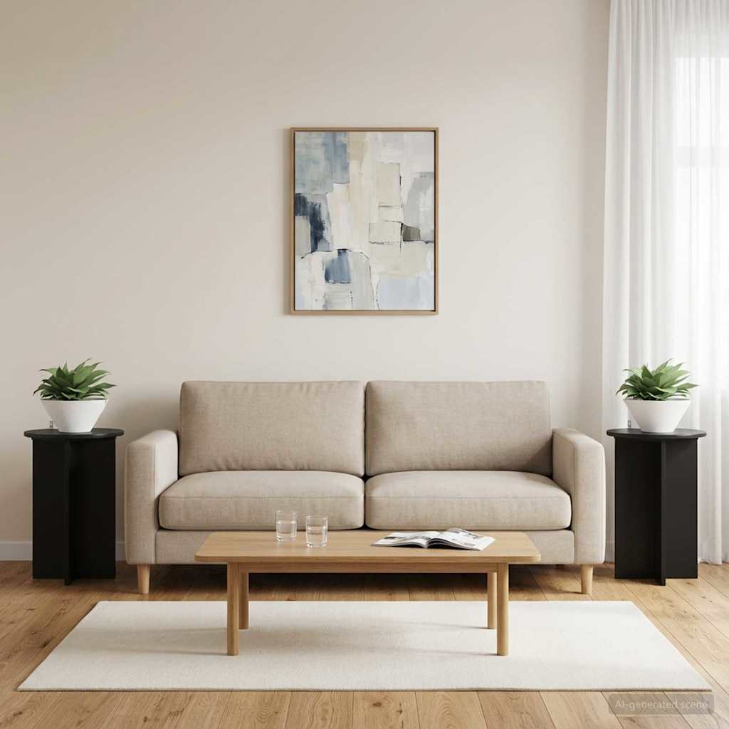 Növényállvány 2 pcs Fekete Ø40 x 60 cm Szerelt Fa
