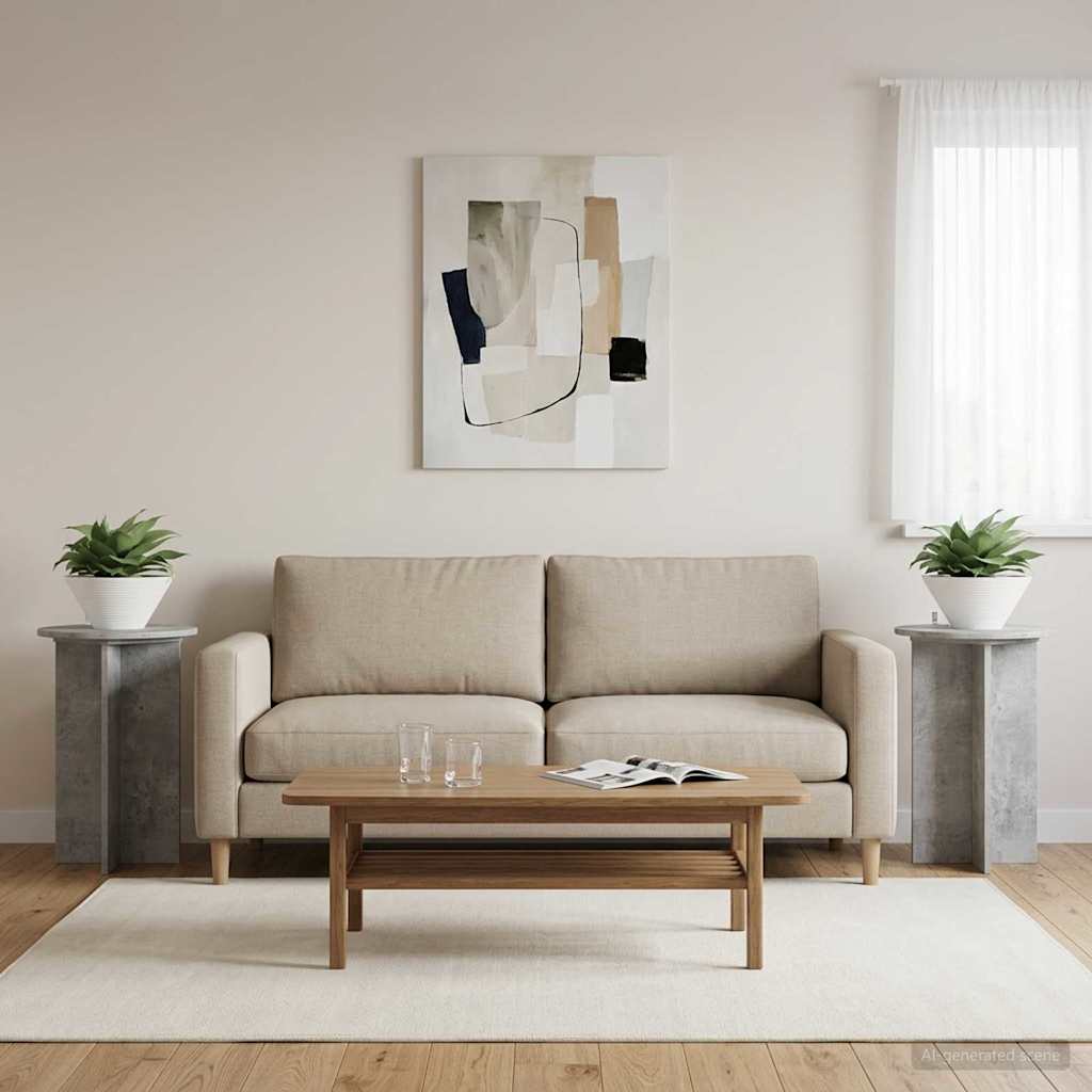 Növényállvány 2 pcs Betonszürke Ø40 x 60 cm Szerelt Fa