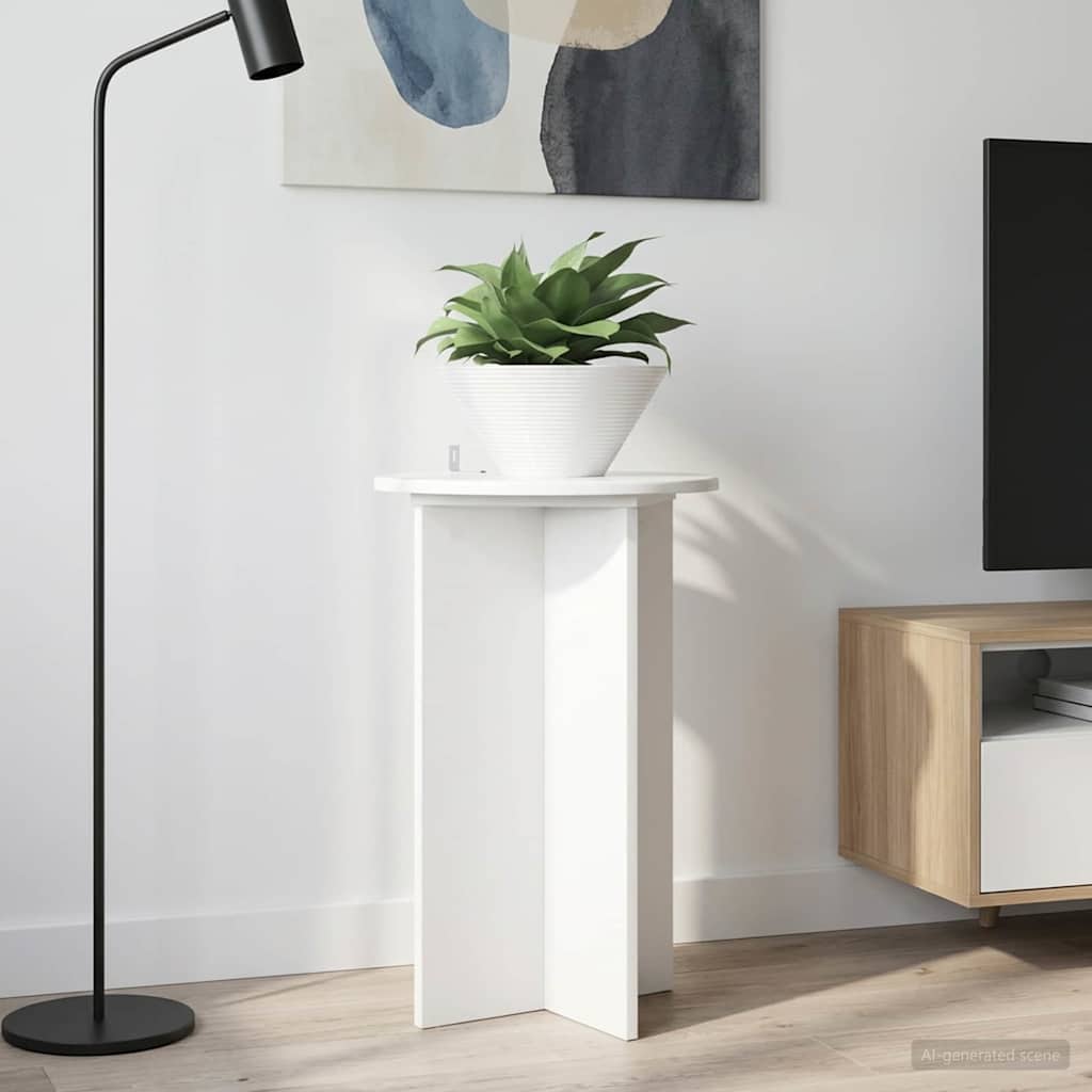 Növényállvány 2 pcs Magasfényű Fehér Ø40 x 60 cm Szerelt Fa