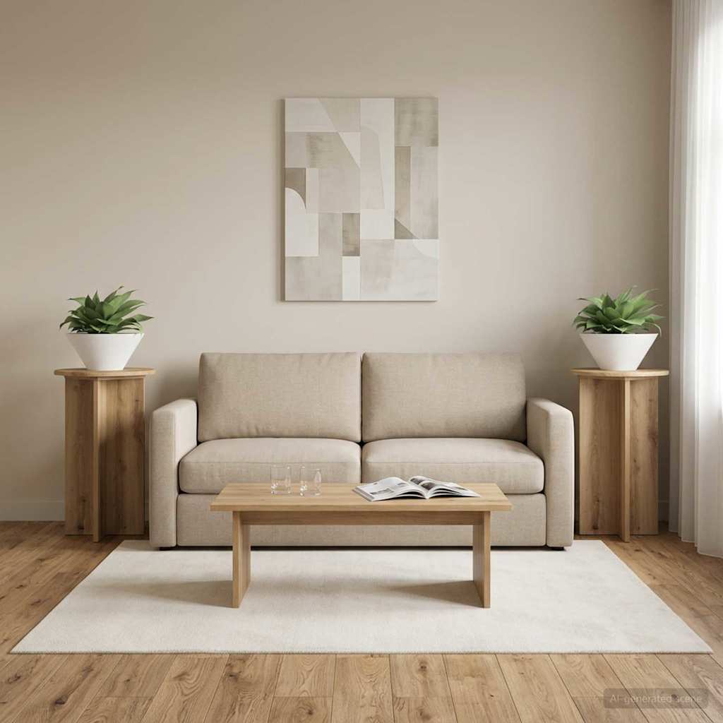 Növényállvány 2 db Kézműves Tölgy Ø40 x 60 cm Szerelt Fa