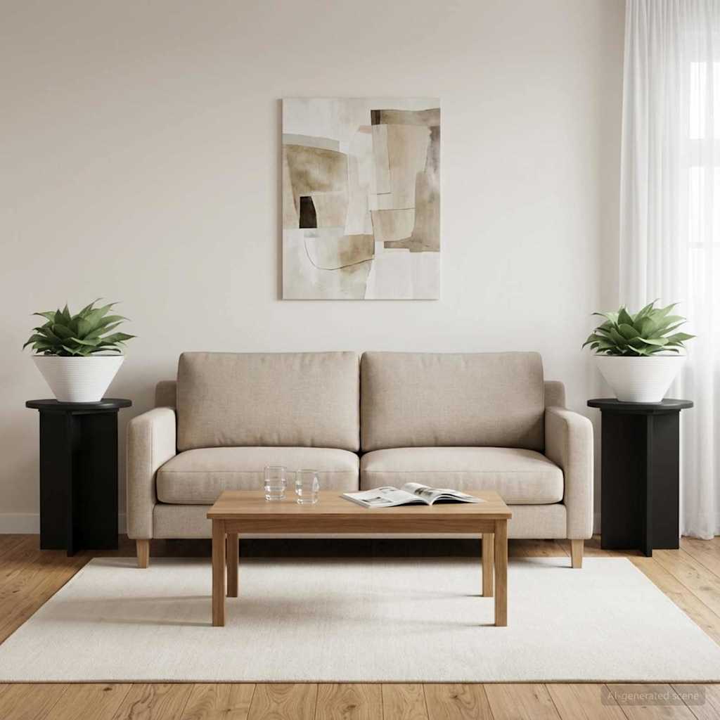 Növényállvány 2 pcs Fekete Ø29,5 x 40 cm Szerelt Fa