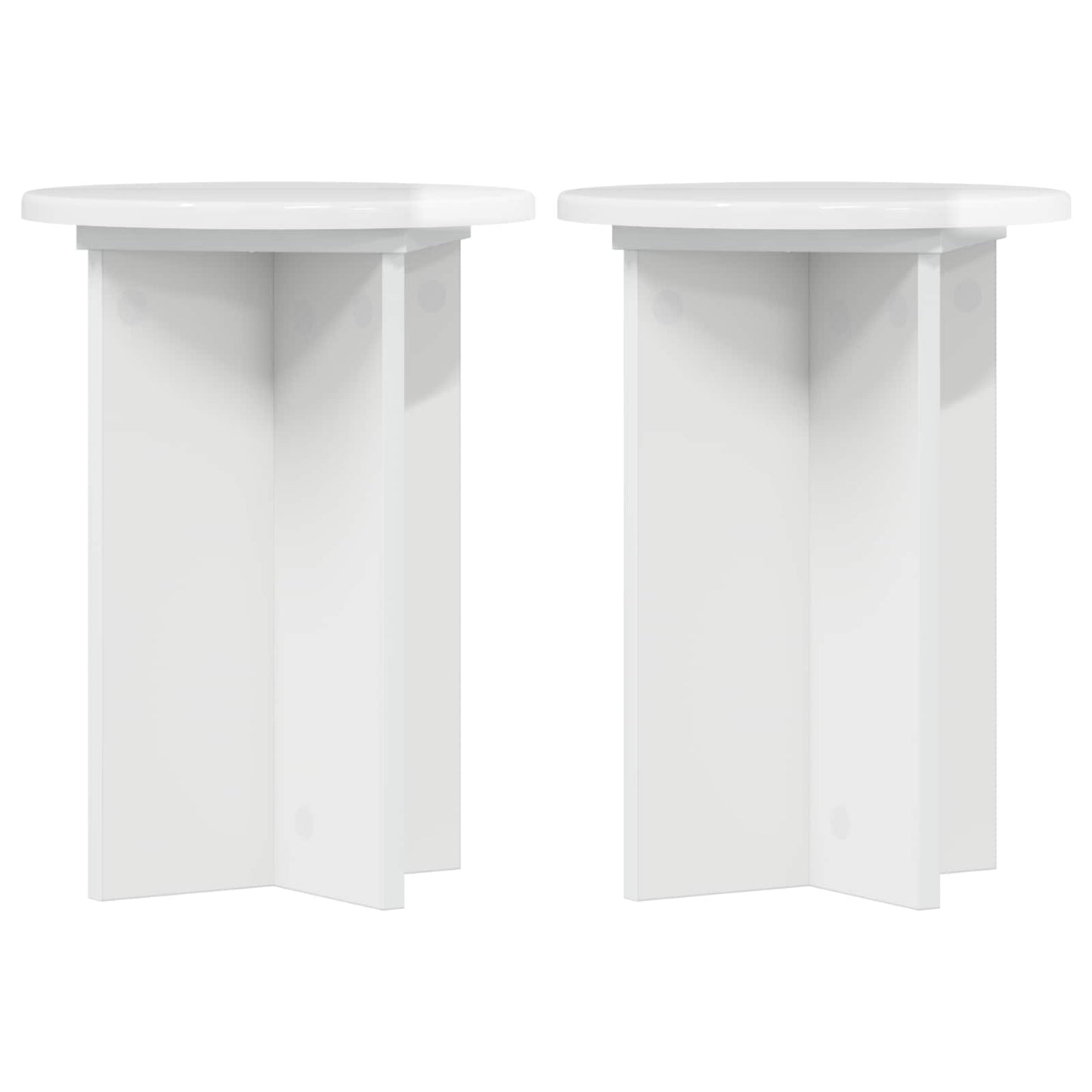 Növényállvány 2 pcs Magasfényű Fehér Ø29,5 x 40 cm Szerelt Fa