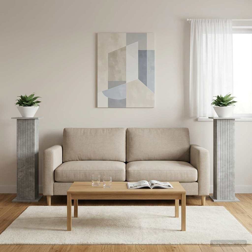 Növényállvány 2 pcs Betonszürke 30,5 x 30 x 100,5 cm Szerelt Fa