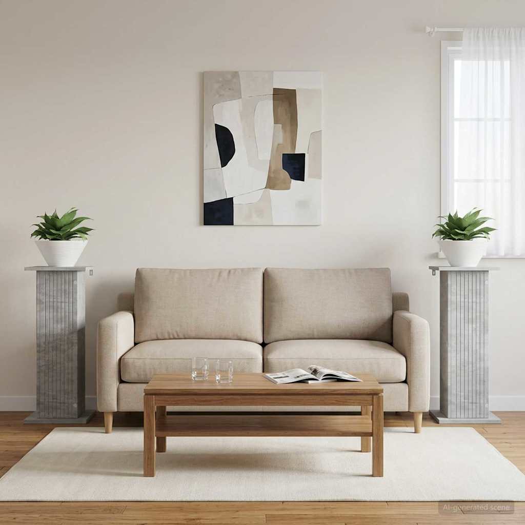 Növényállvány 2 pcs Betonszürke 30,5 x 30 x 80,5 cm Szerelt Fa