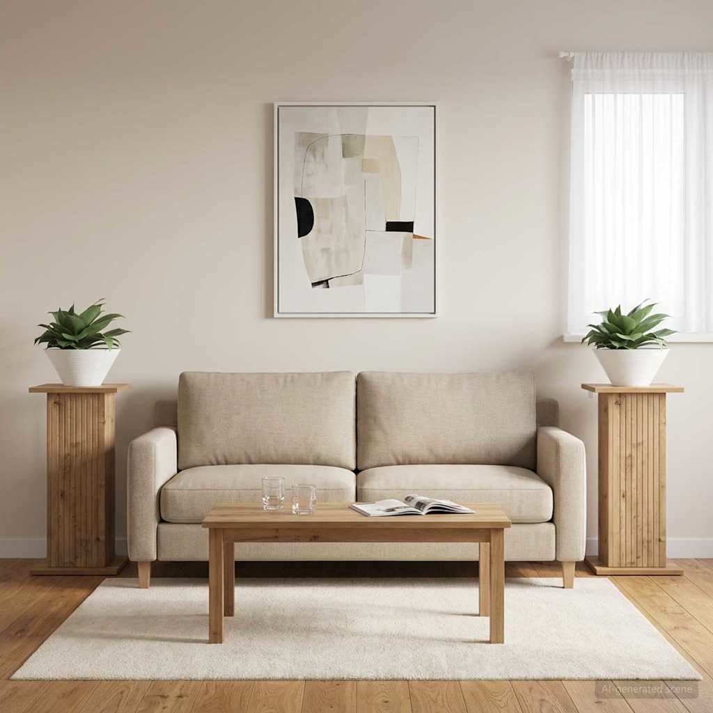 Növényállvány 2 db Kézműves Tölgy 30,5 x 30 x 60,5 cm
