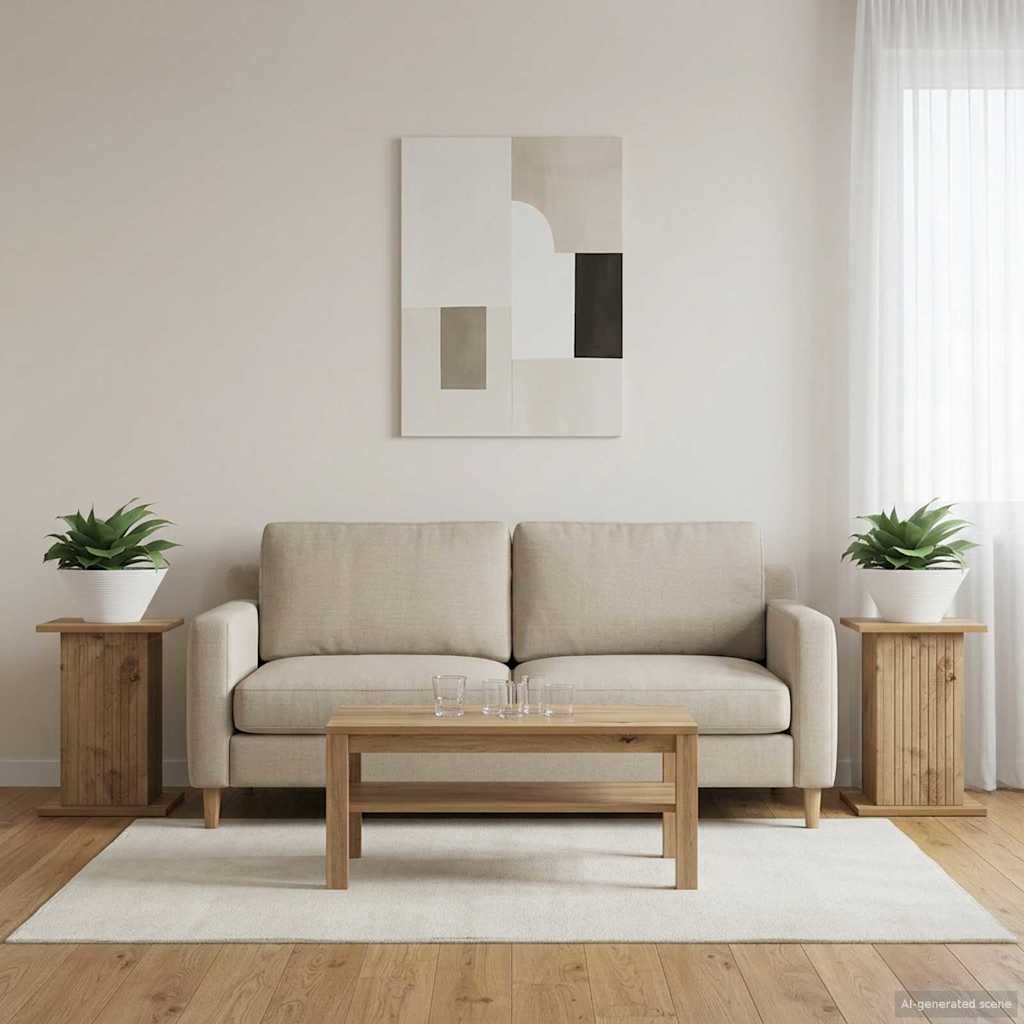 Növényállvány 2 db Kézműves Tölgy 30,5 x 30 x 43 cm Szerelt Fa