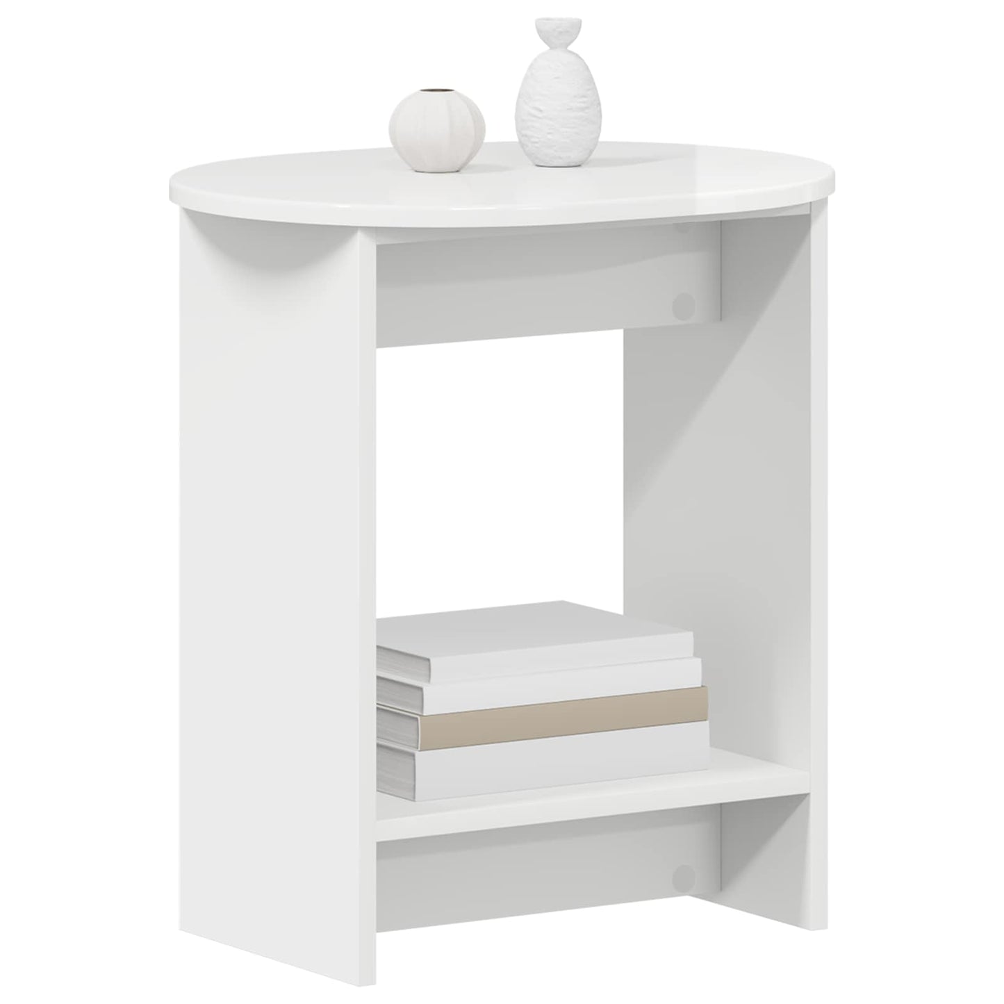 Oldal asztal Magasfényű Fehér 50 x 39,5 x 55 cm Szerelt Fa