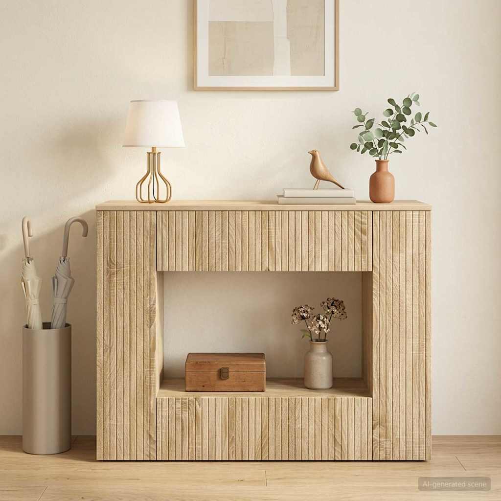 Konzolasztal Csíkos Sonoma tölgy 101 x 29 x 74 cm Mérnöki fa
