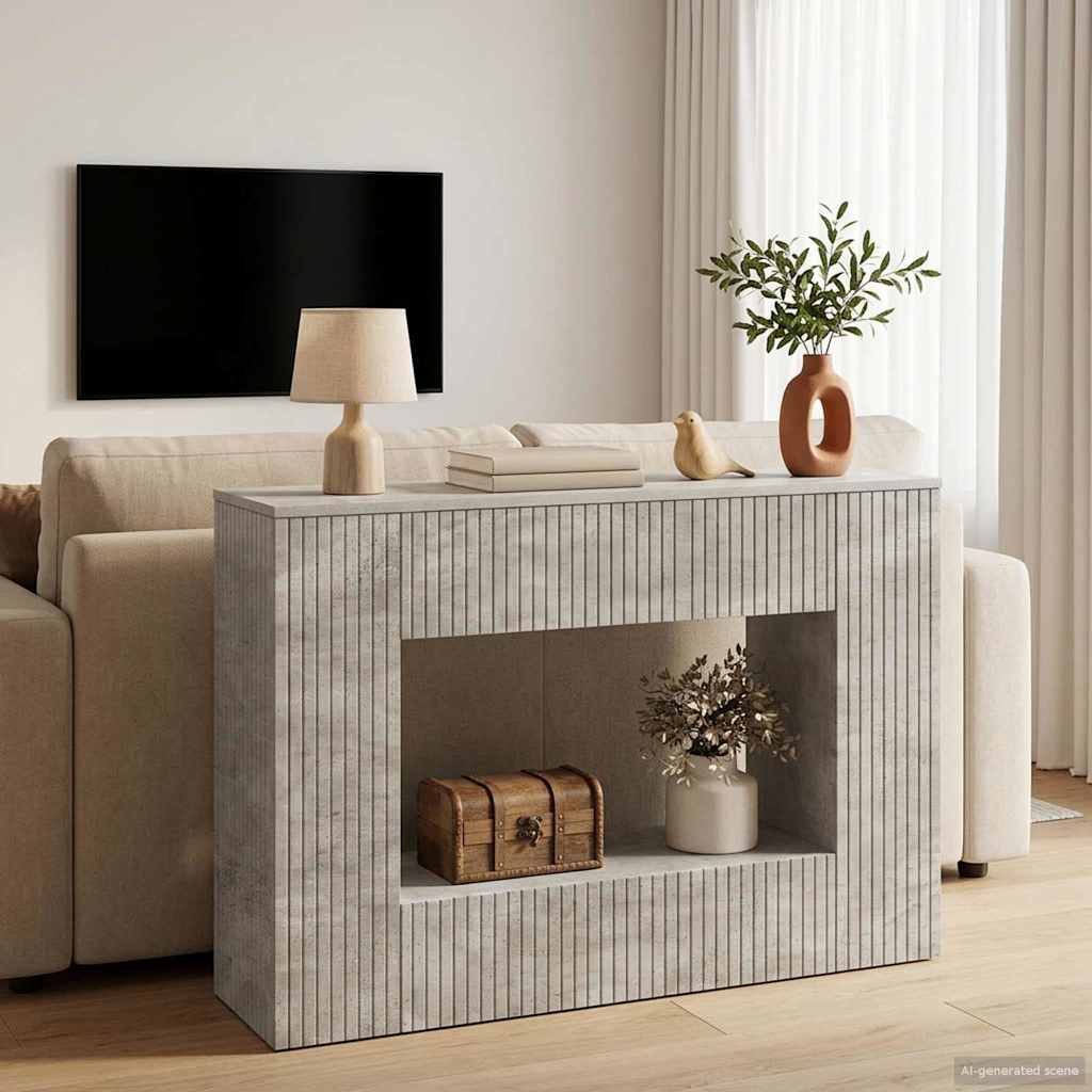 Konzolasztal Csíkos Beton Szürke 101 x 29 x 74 cm Mérnöki fa
