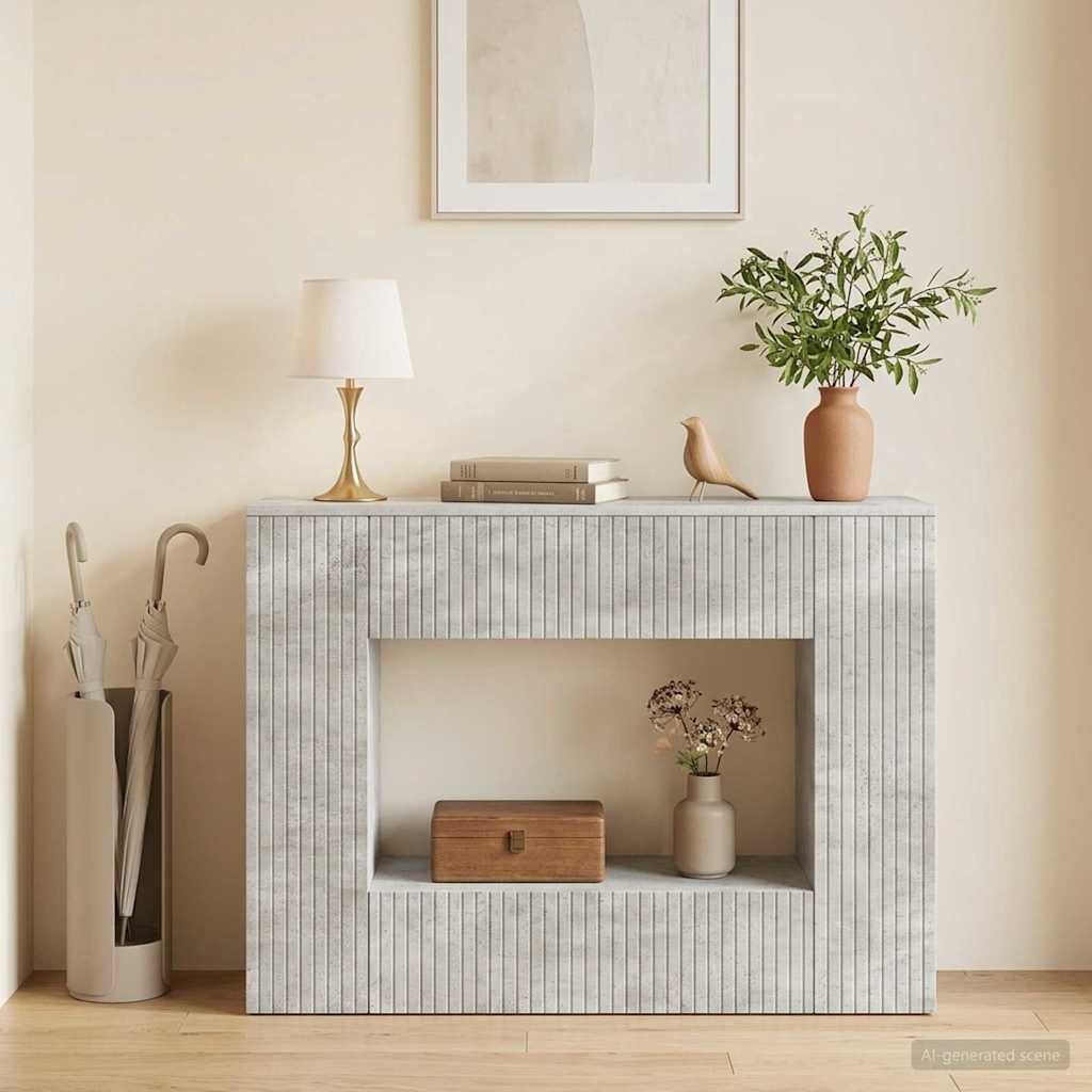 Konzolasztal Csíkos Beton Szürke 101 x 29 x 74 cm Mérnöki fa