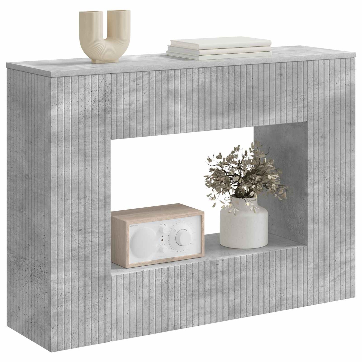 Konzolasztal Csíkos Beton Szürke 101 x 29 x 74 cm Mérnöki fa