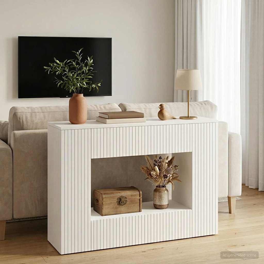 Konzolasztal Magasfényű Fehér 101 x 29 x 74 cm Mérnöki fa