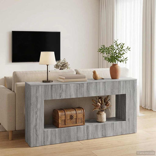 Konzolasztal Csíkos Szürke Sonoma 155 x 29 x 74 cm Mérnöki fa