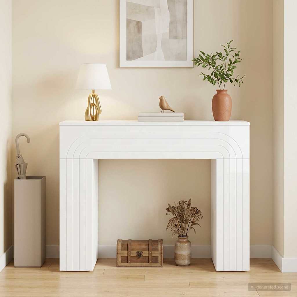 Dohányzóasztal Magasfényű Fehér 102 x 35 x 75 cm Szerelt Fa