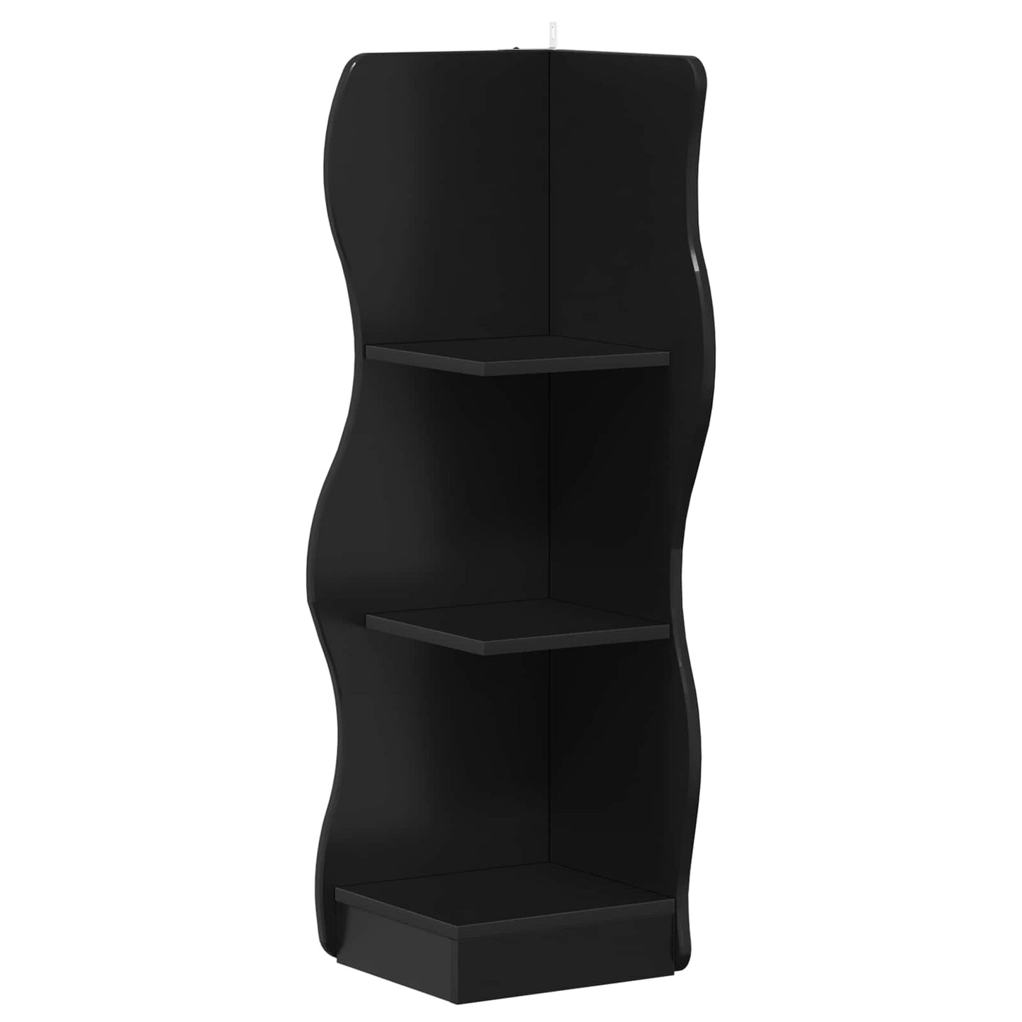 Sarokpolc polcokkal Fekete 34 x 33 x 102 cm Szerelt Fa
