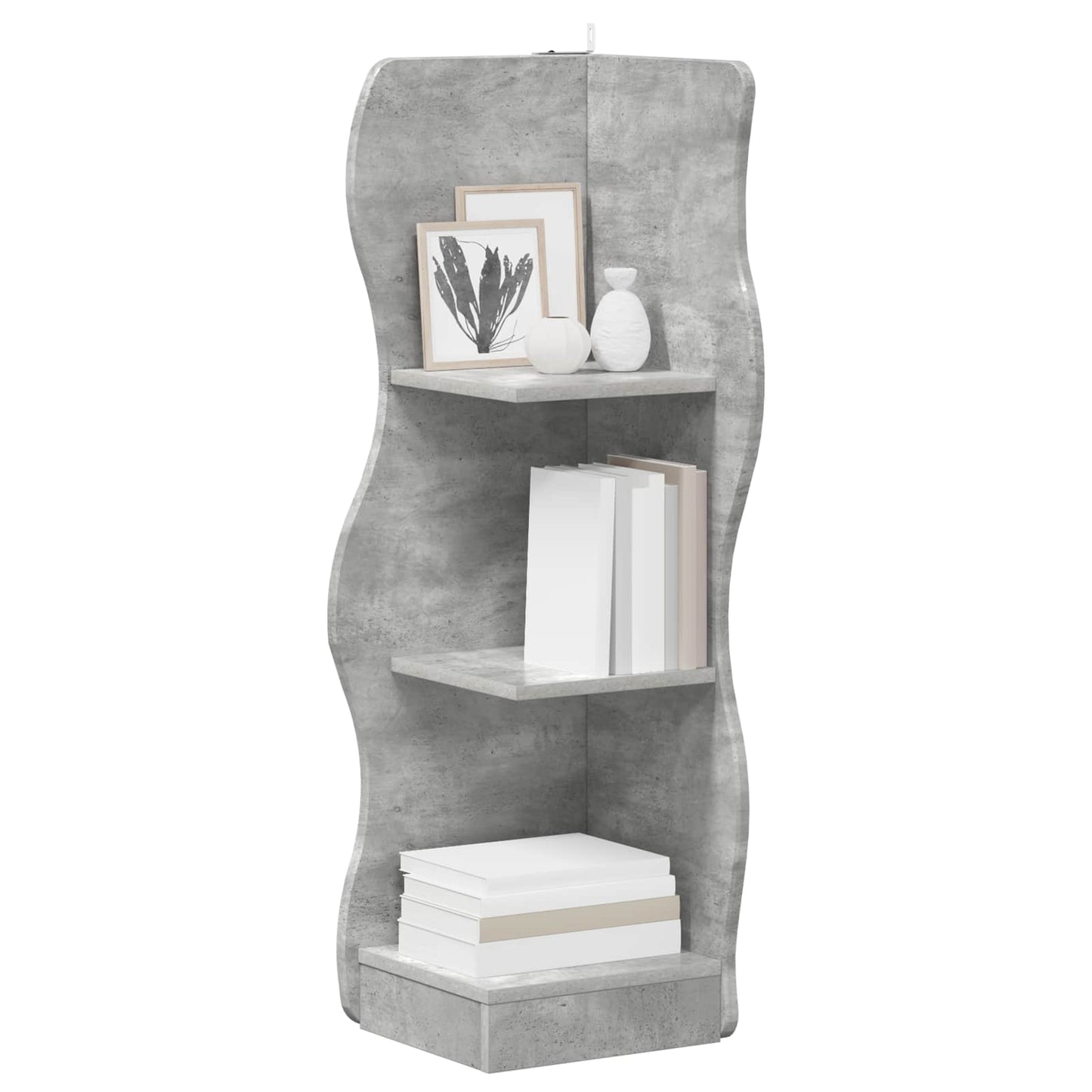 Sarokpolc polcokkal Betonszürke 34 x 33 x 102 cm Szerelt Fa