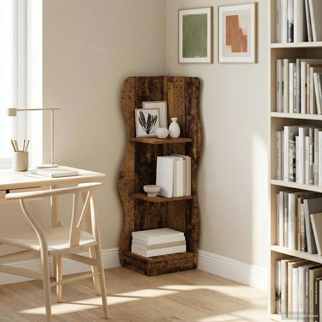 Sarokpolc polcokkal Antik Fa 34 x 33 x 102 cm Szerelt Fa