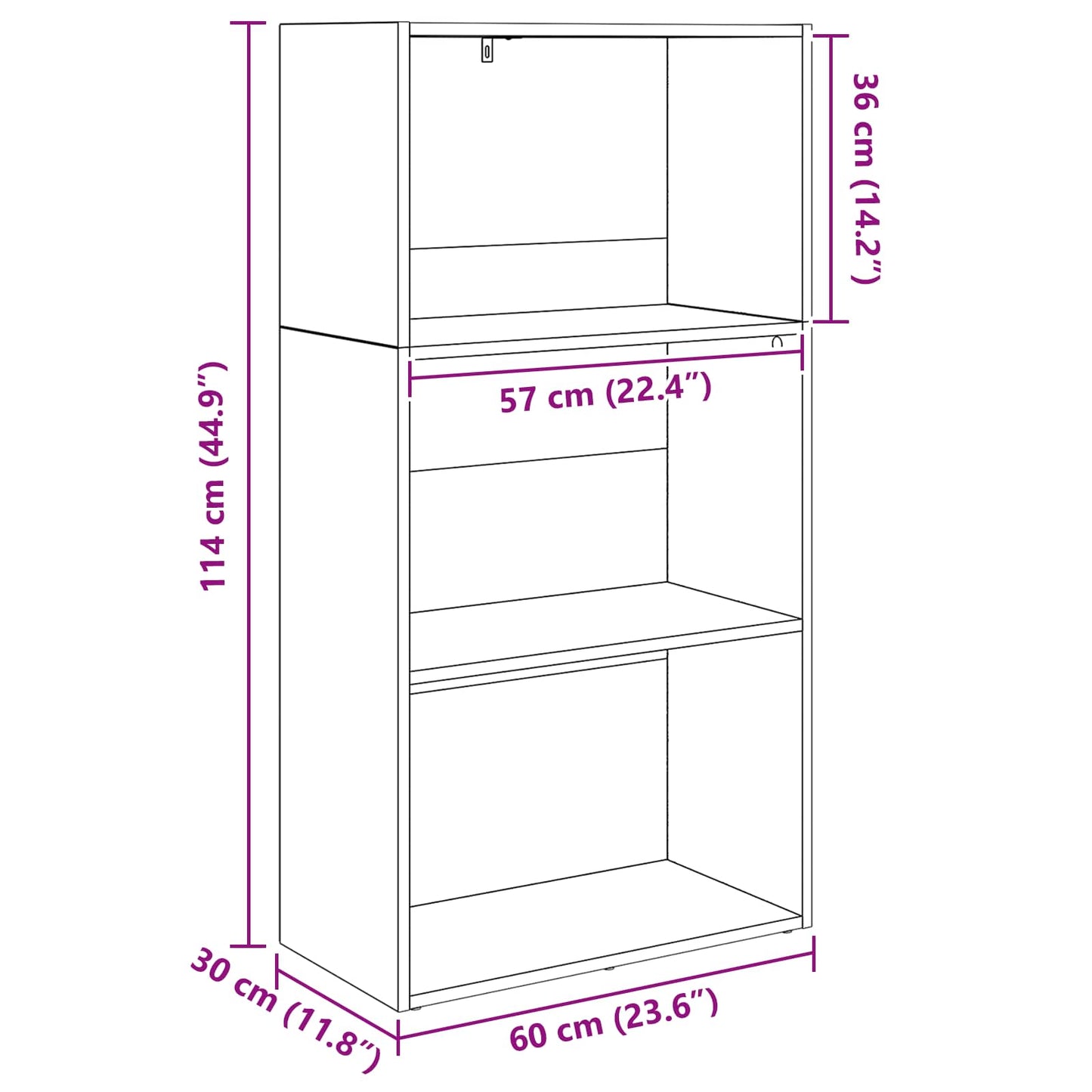 Könyvespolc 60 x 30 x 114 cm Szerelt Fa Fekete tölgy