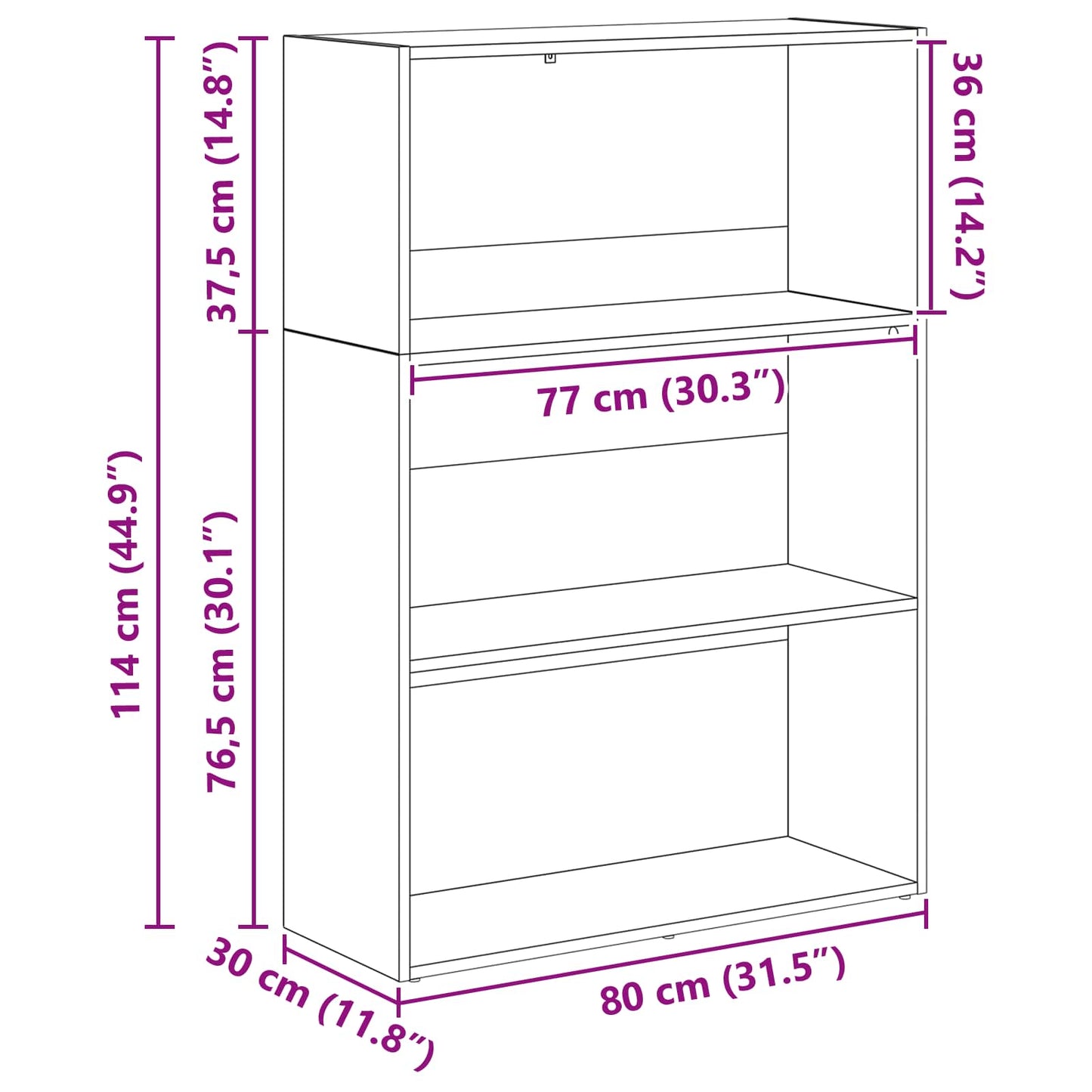Könyvespolc 80 x 30 x 114 cm Szerelt Fa Fekete tölgy