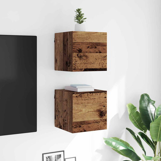 Fali TV Szekrény Antik Fa 30,5 x 30 x 30 cm Szerelt Fa