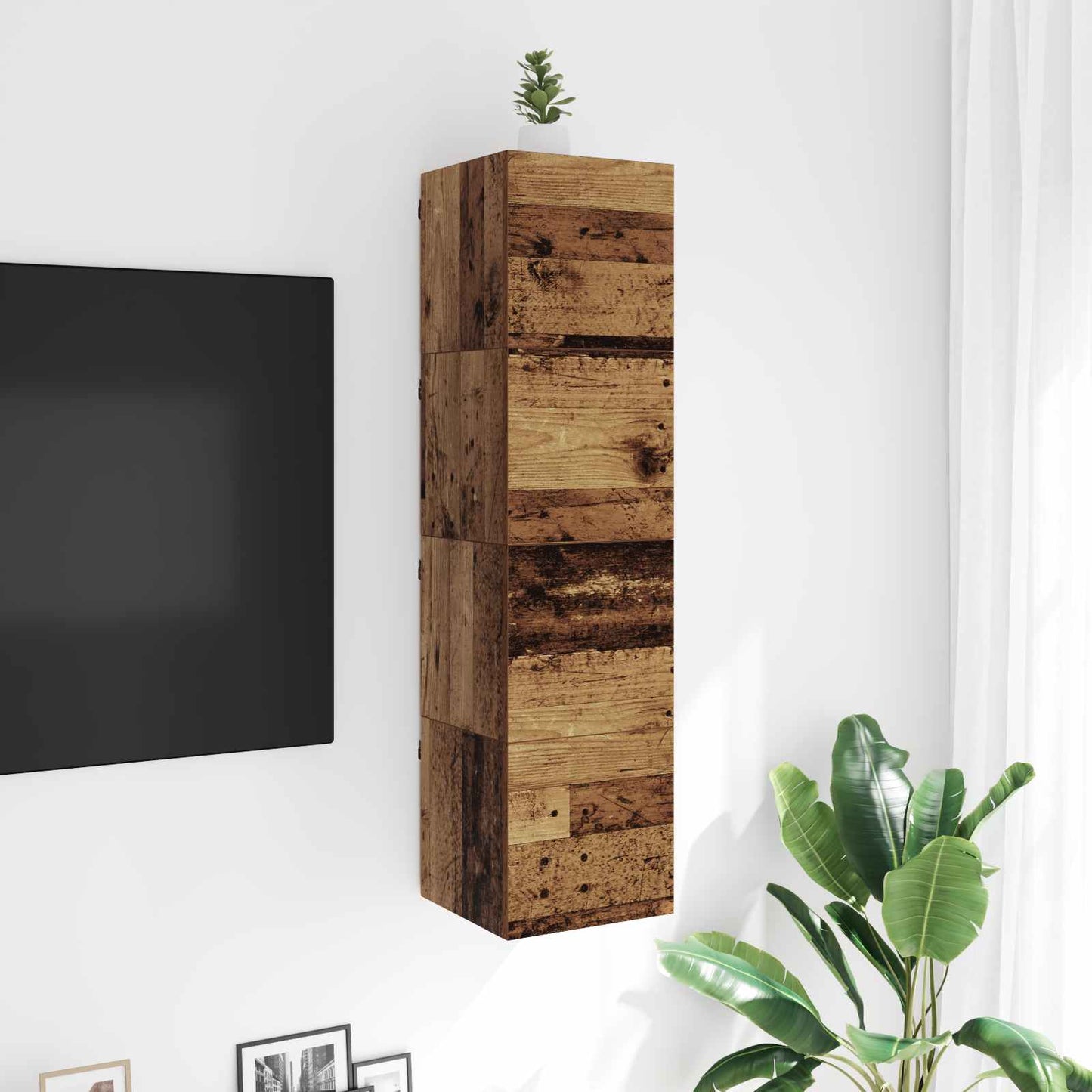 Fali TV Szekrény Antik Fa 30,5 x 30 x 30 cm Szerelt Fa