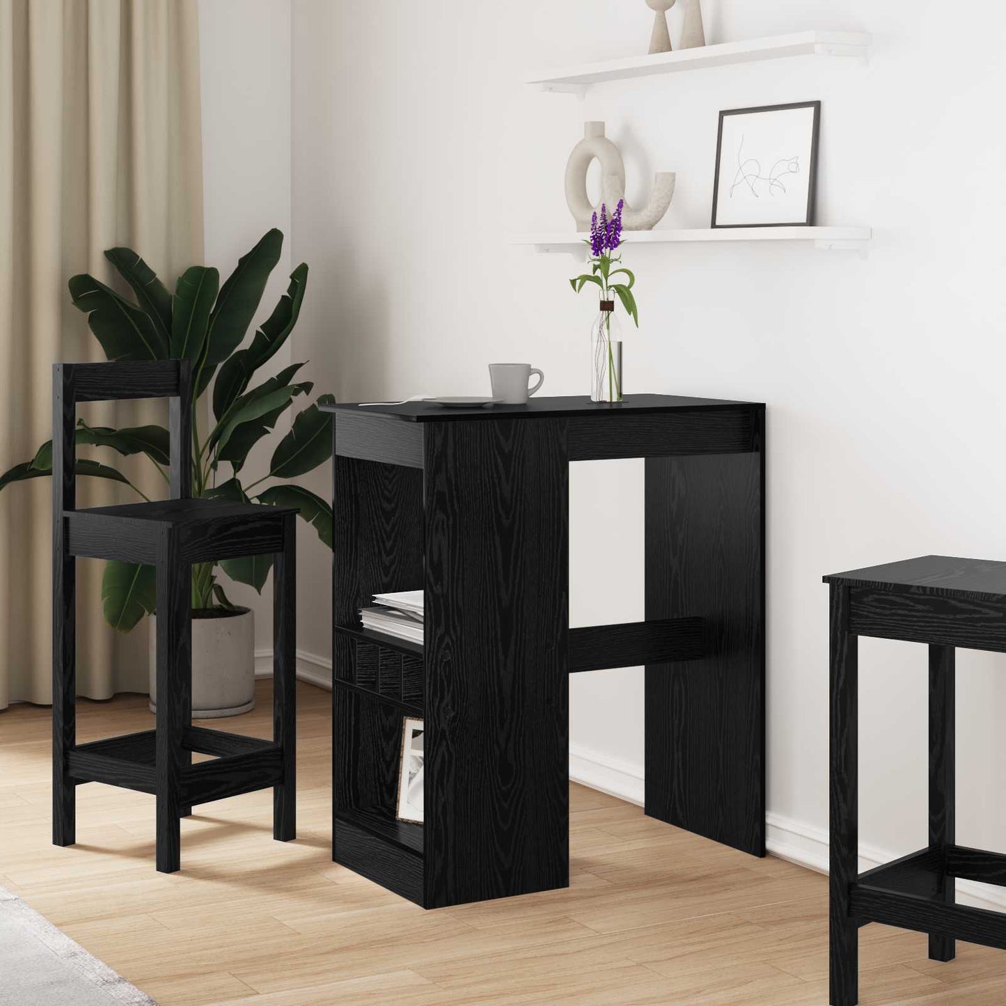 Bárasztal 90 x 47.5 x 103.5 cm Szerelt Fa Fekete tölgy