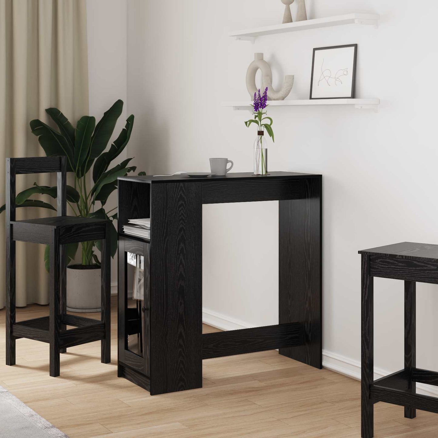 Bárasztal 101 x 40 x 103,5 cm Szerelt Fa Fekete tölgy