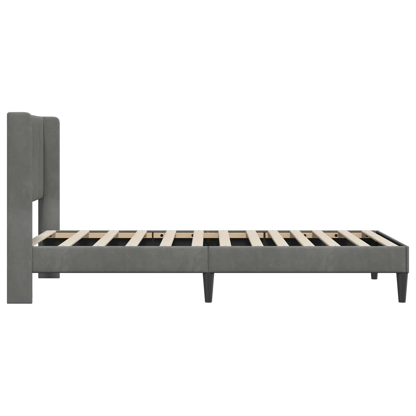 Ágykeret fejtámlával Sötétszürke 90 x 200 cm Bársony