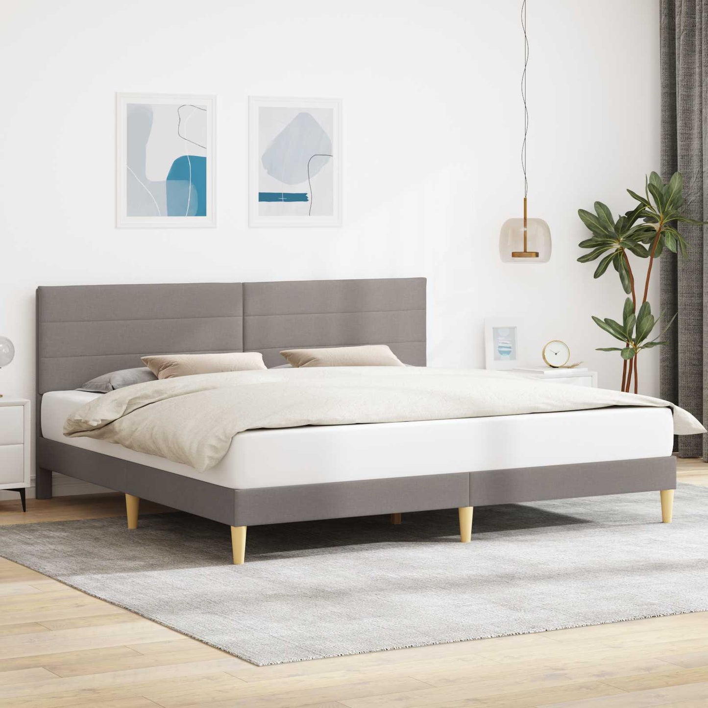 Ágykeret fejtámlával Tópszínű 180 x 200 cm Szövet