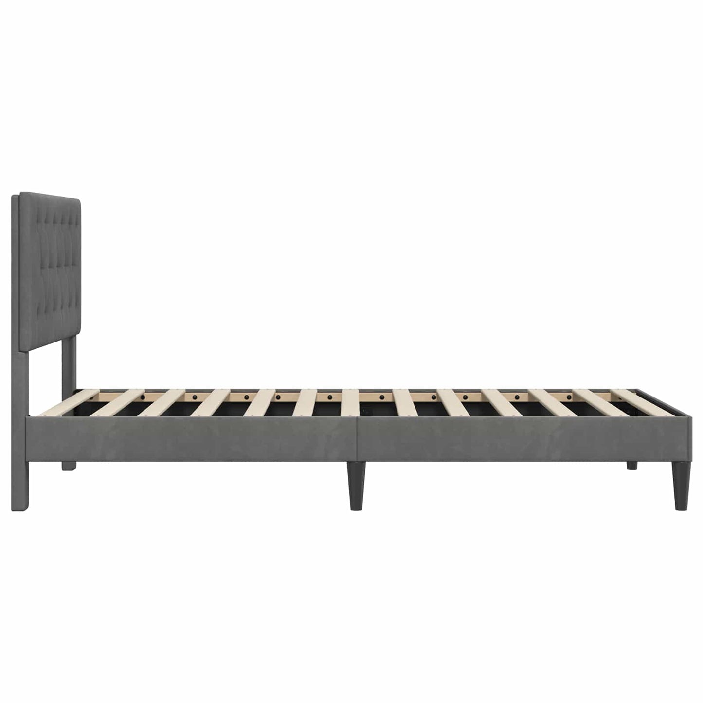 Ágykeret fejtámlával Sötétszürke 90 x 200 cm Bársony