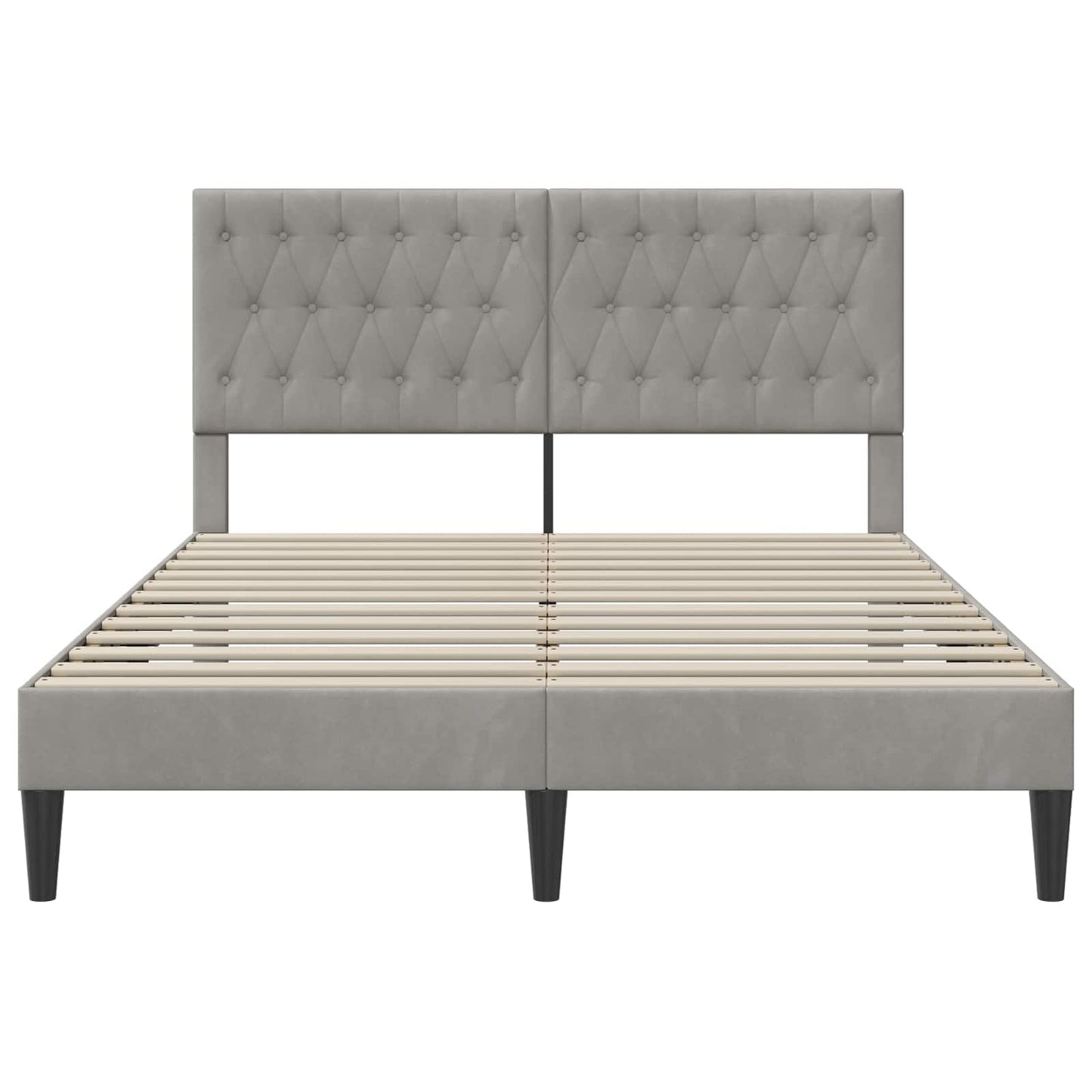 Ágykeret fejtámlával Világosszürke 120 x 190 cm Bársony