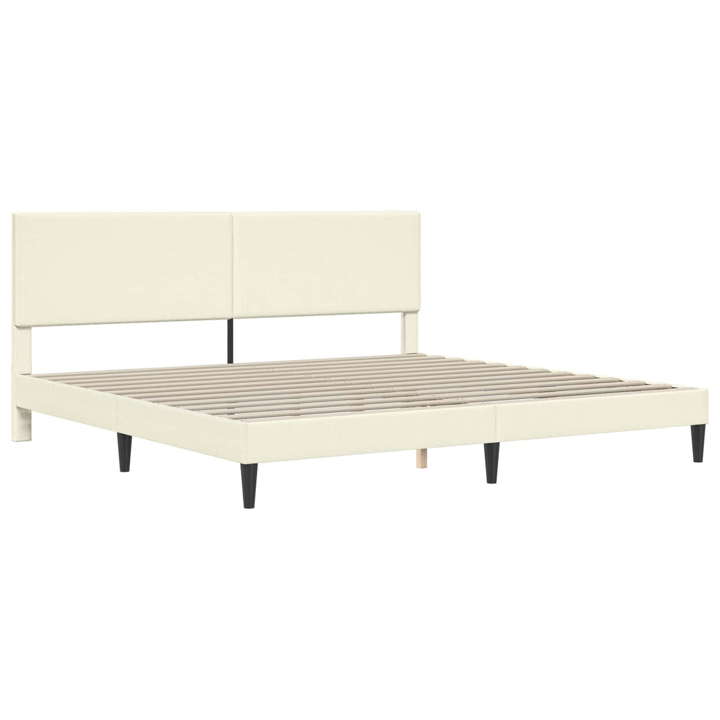 Ágykeret fejtámlával Krémszínű 200 x 200 cm Bársonyos szövet