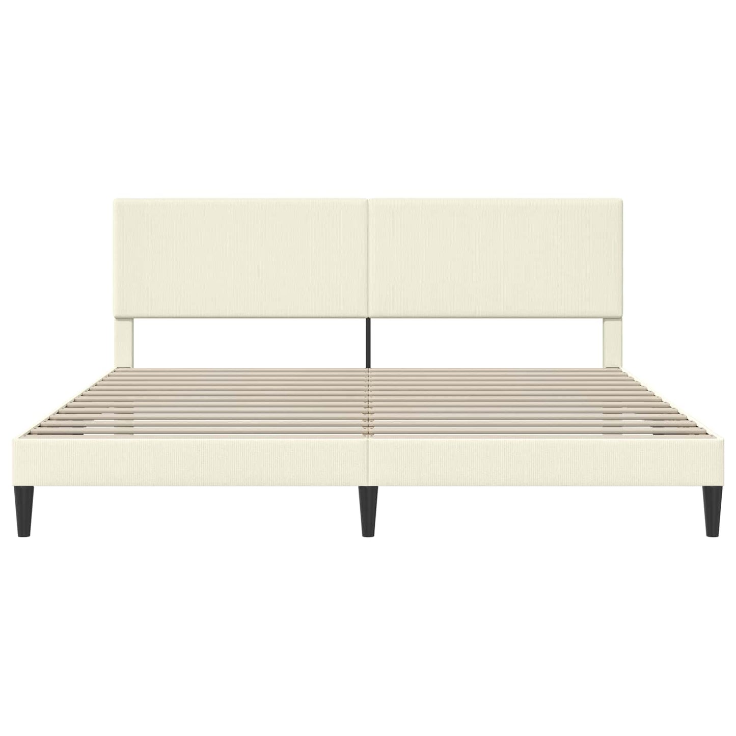 Ágykeret fejtámlával Krémszínű 200 x 200 cm Bársonyos szövet