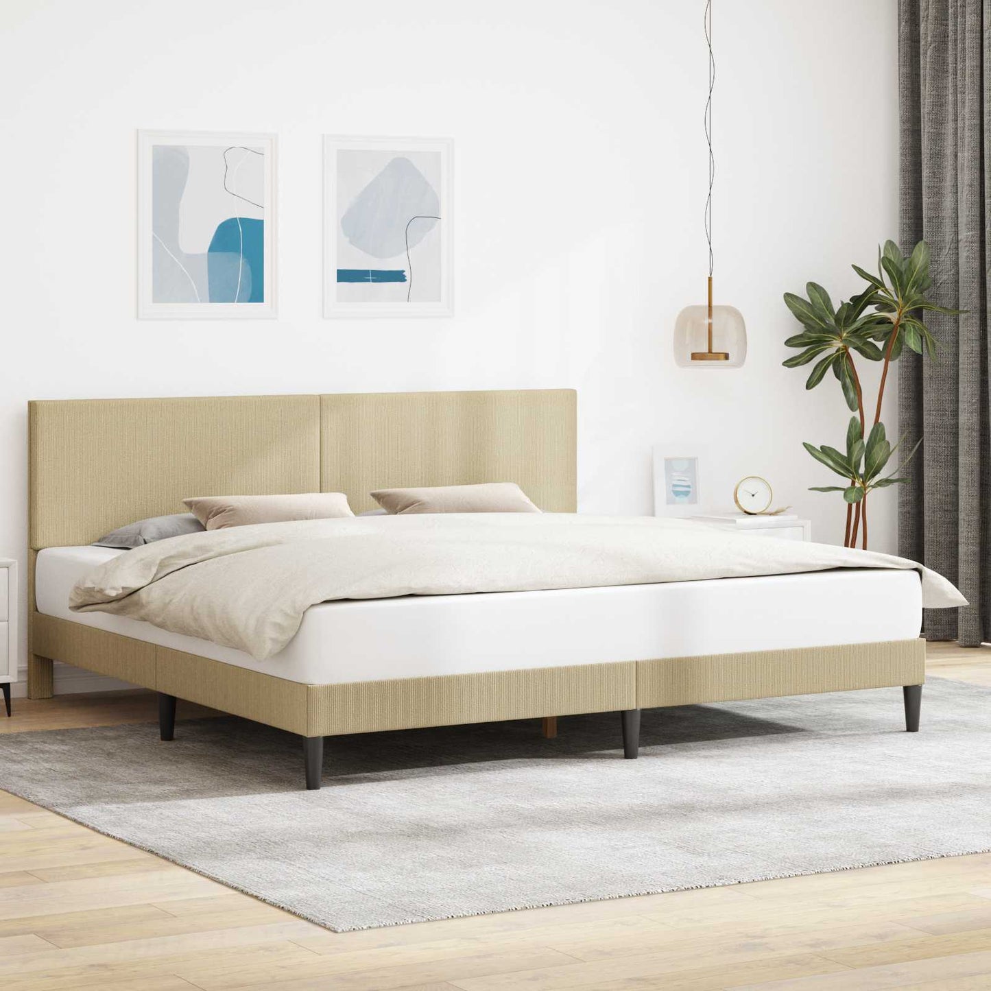 Ágykeret Világos Zöld Szürke 200 x 200 cm Bársonyos szövet