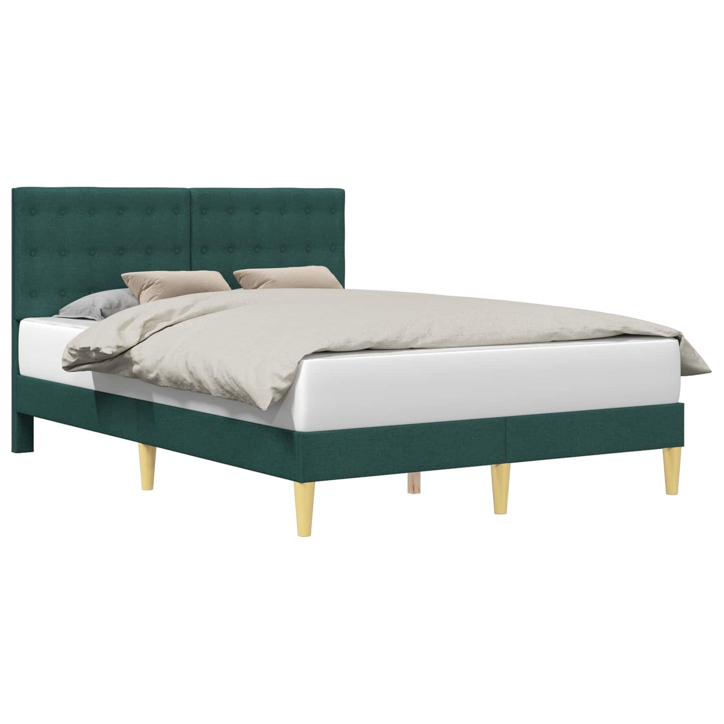 Ágykeret fejtámlával Sötétzöld 120 x 190 cm Szövet