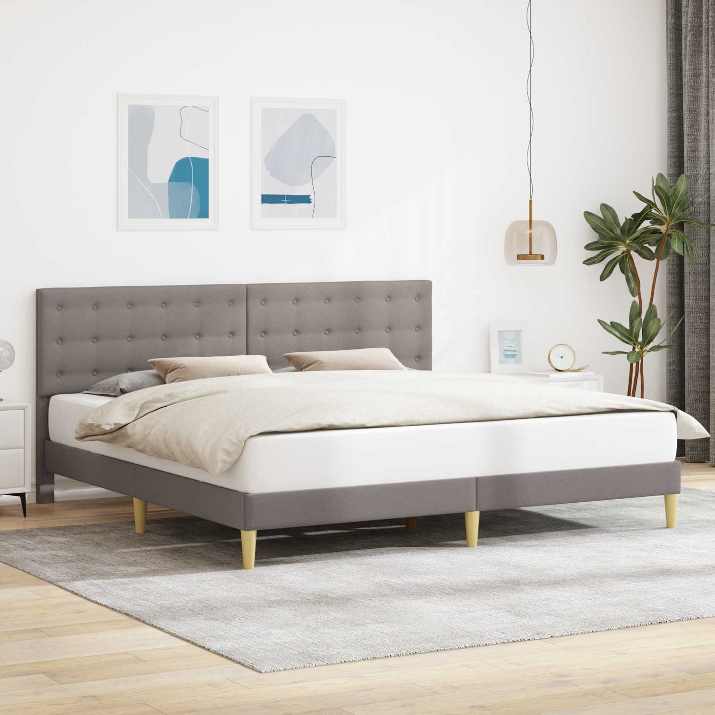 Ágykeret fejtámlával Tópszínű 200 x 200 cm Szövet