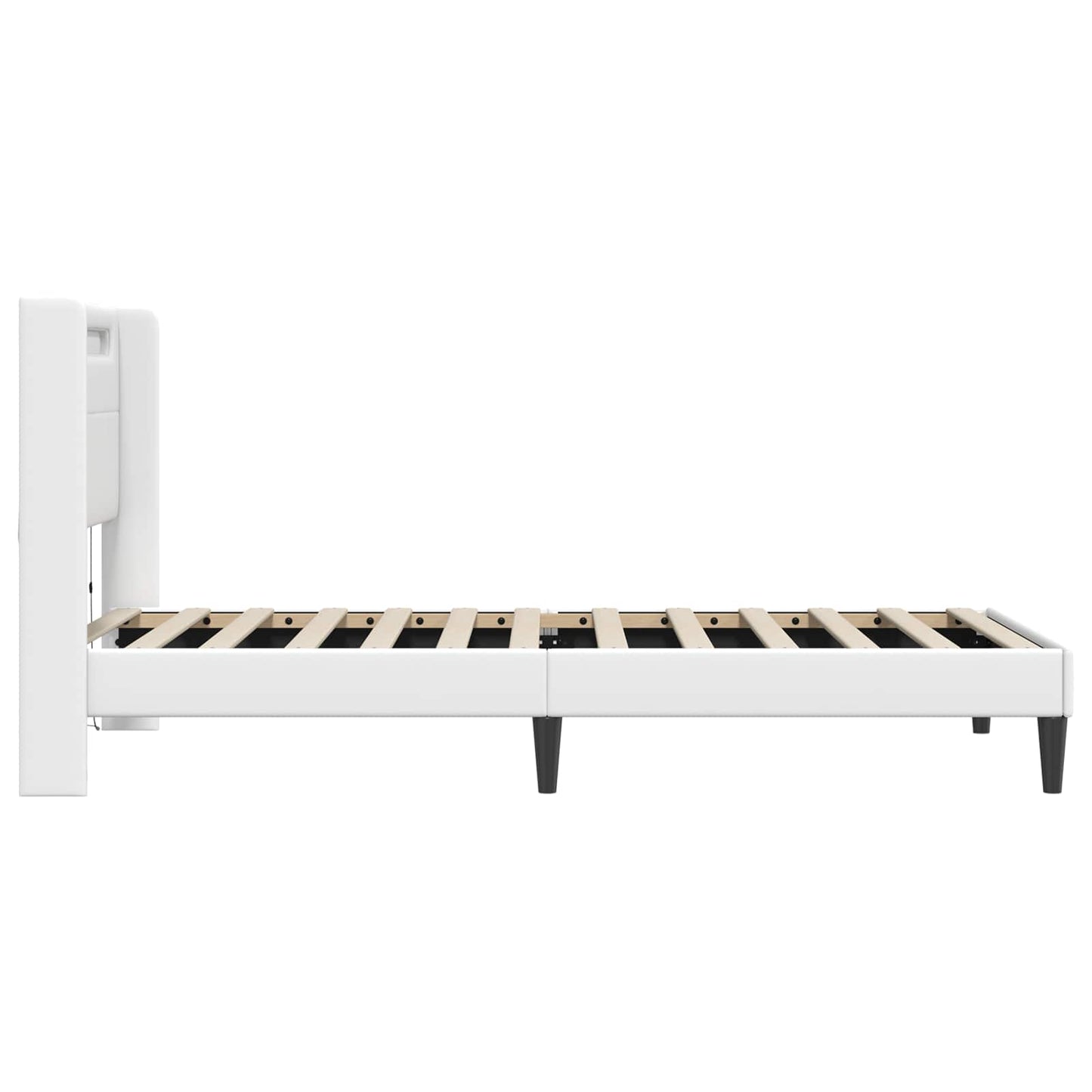 Ágykeret LED szalagokkal fejtámlával Fehér 90 x 200 cm Műbőr