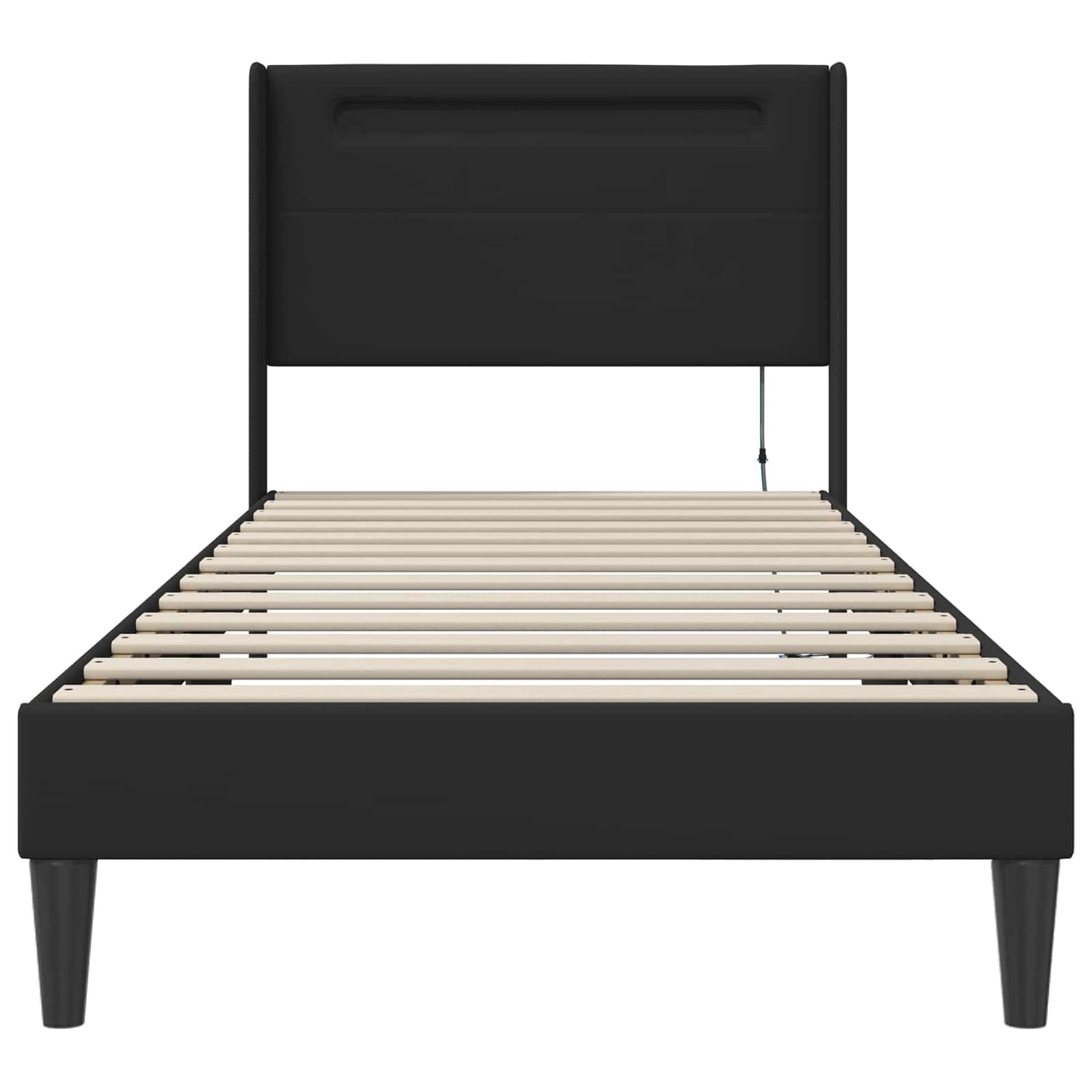 Ágykeret LED szalagokkal fejtámlával Fekete 100 x 200 cm Műbőr