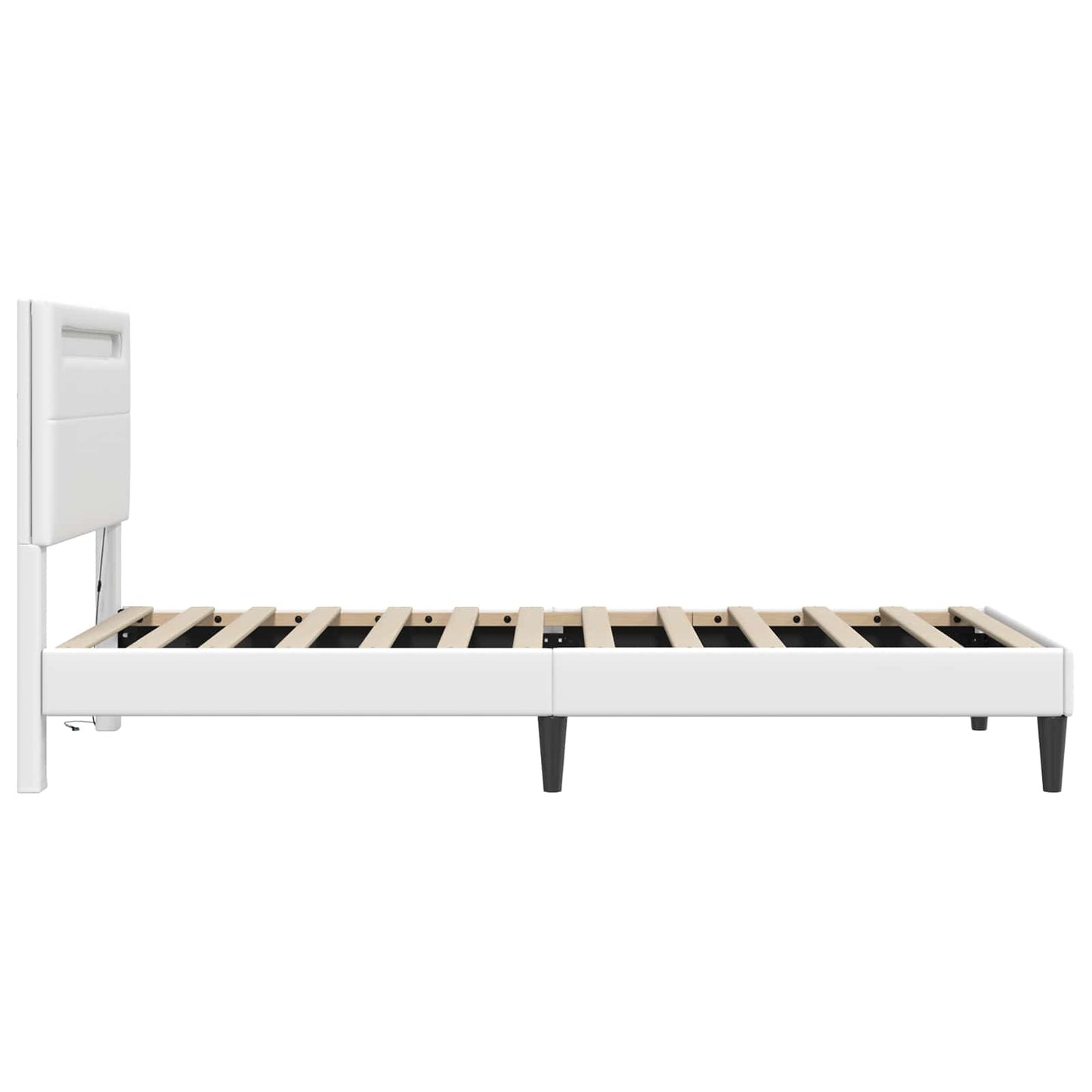 Ágykeret LED szalagokkal fejtámlával Fehér 80 x 200 cm Műbőr