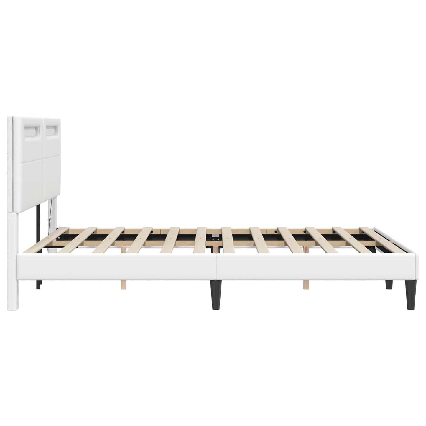 Ágykeret LED szalagokkal fejtámlával Fehér 120 x 190 cm Műbőr