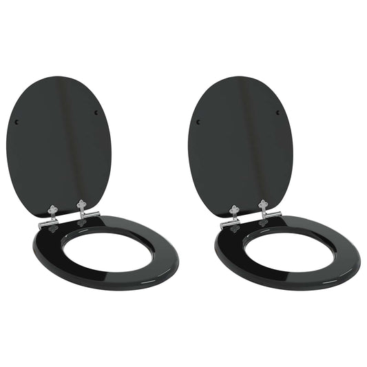 Lágy záródású WC ülőke 2 pcs Fekete 44 x 38 cm MDF lap