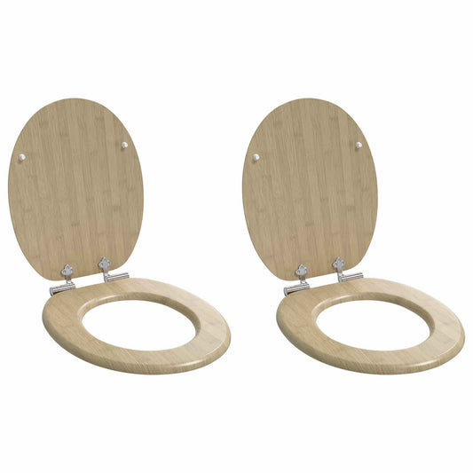 Lágy záródású WC ülőke 2 pcs Világos bambusz szín 44 x 38 cm